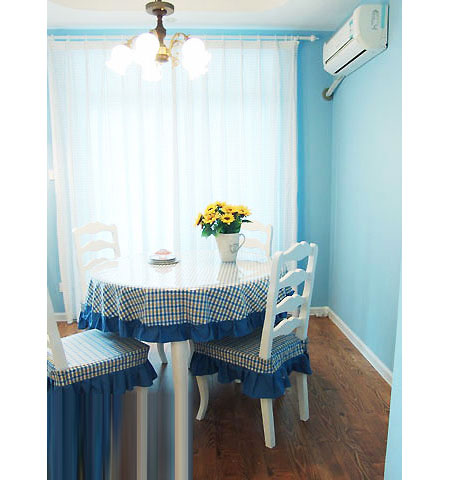 清新地中海风情餐厅 蓝色背景墙图片