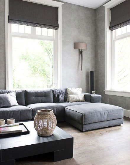 冷淡北欧风客厅 浅灰色布艺沙发设计