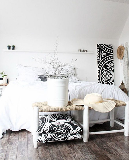 冷淡色北欧风格卧室 几何图案抱枕图