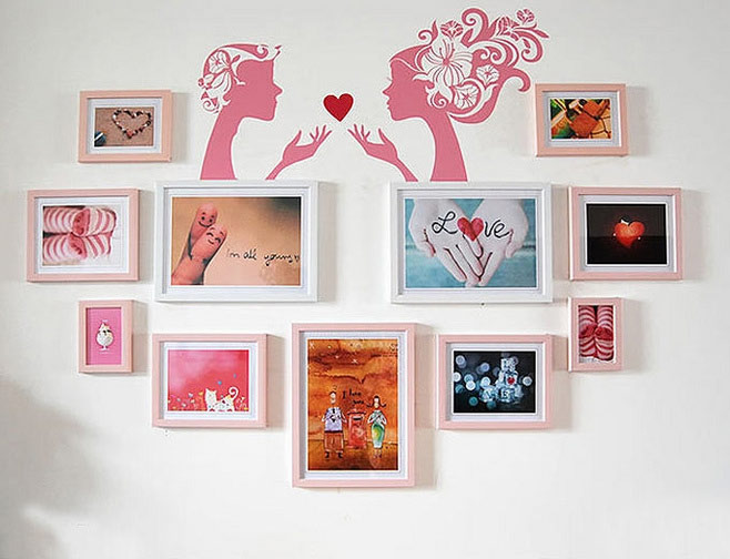 创意心形照片墙设计 轻松营造浪漫氛围