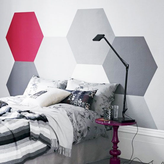 冷淡北欧风卧室 几何图形背景墙设计