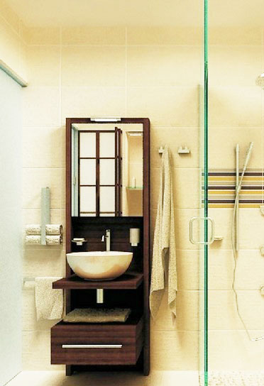 森系美式宜家风 实木浴室柜设计图