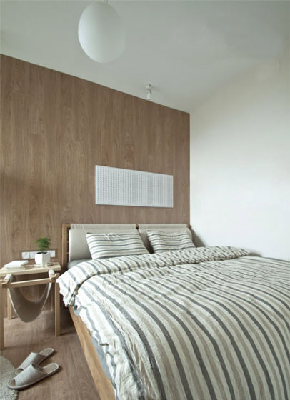 自然森系宜家风 原木卧室背景墙设计