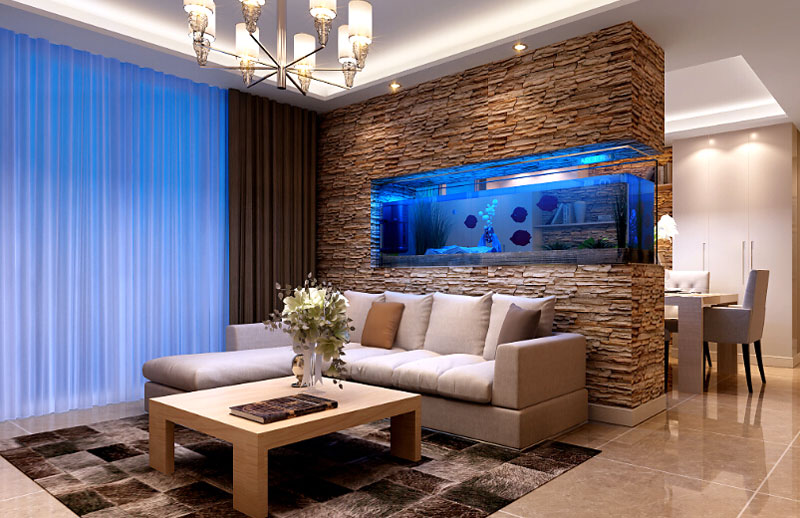 舒适现代北欧风客厅 裸色系沙发效果图