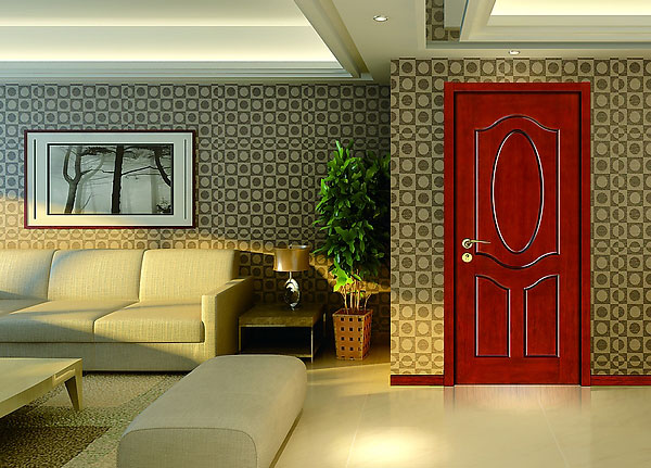 欧式典雅范客厅 红色木门效果图
