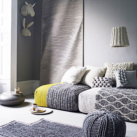 灰色质感北欧风客厅 针织沙发装修效果图