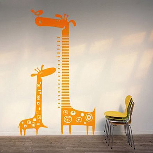 简约风 橙色长颈鹿手绘墙效果图