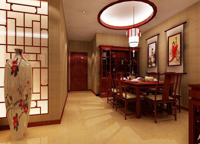 古典中式餐厅 实木家居效果图