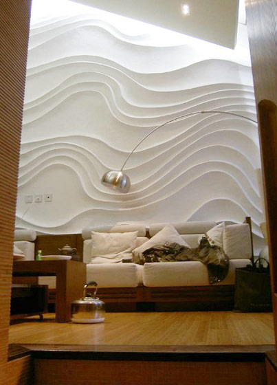 精美大气现代风 波浪板客厅背景墙图片