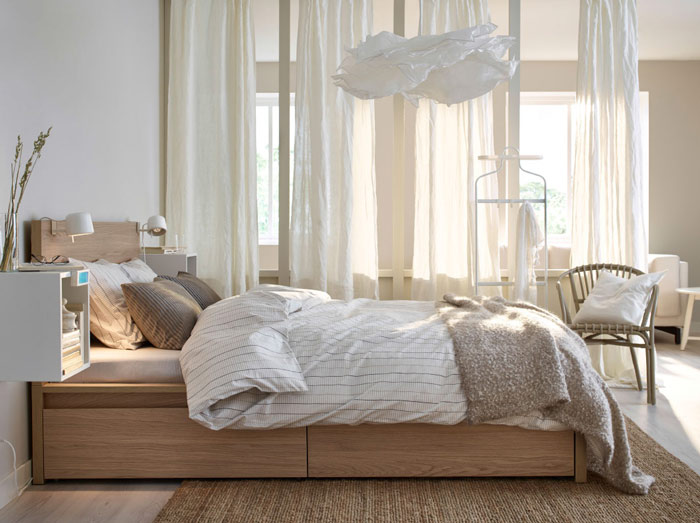 温馨宜家风卧室 原木收纳床设计图