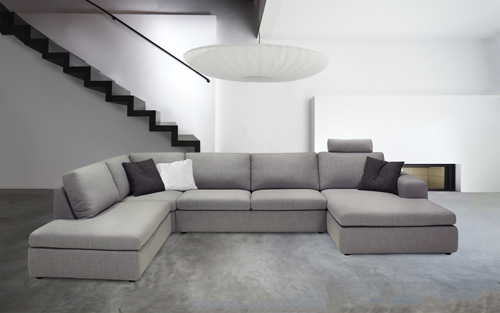 灰色冷色调简约风 复式客厅沙发设计