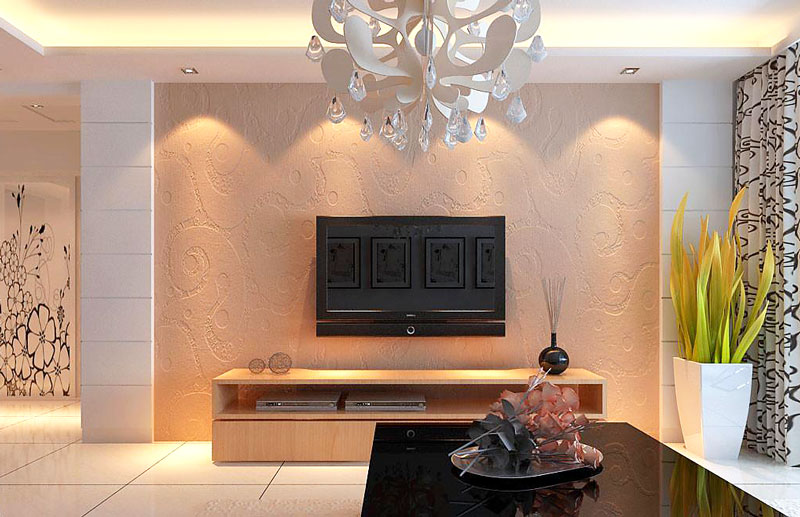 时尚现代简约风客厅 硅藻泥电视背景墙设计