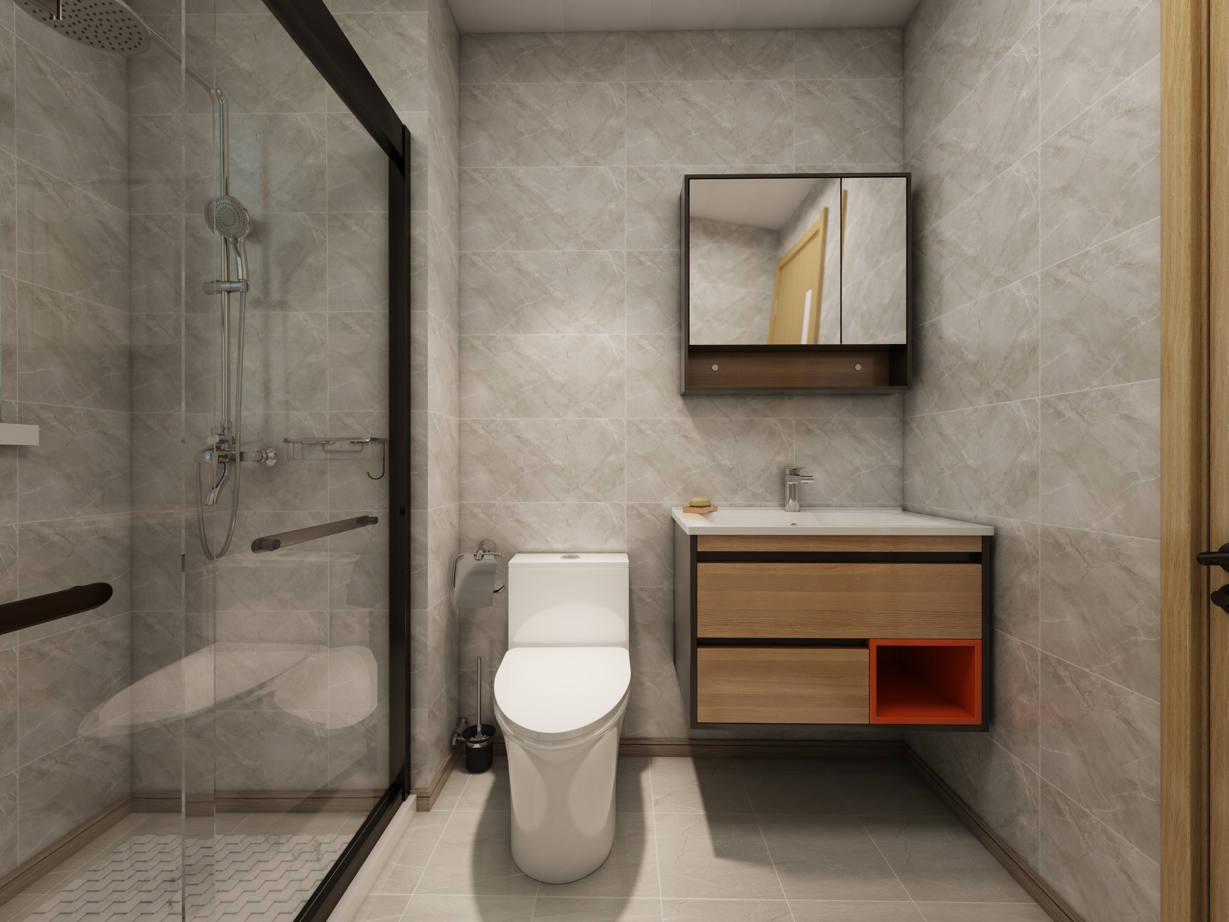 回字型下水卫生间设计效果图及空间优化方案